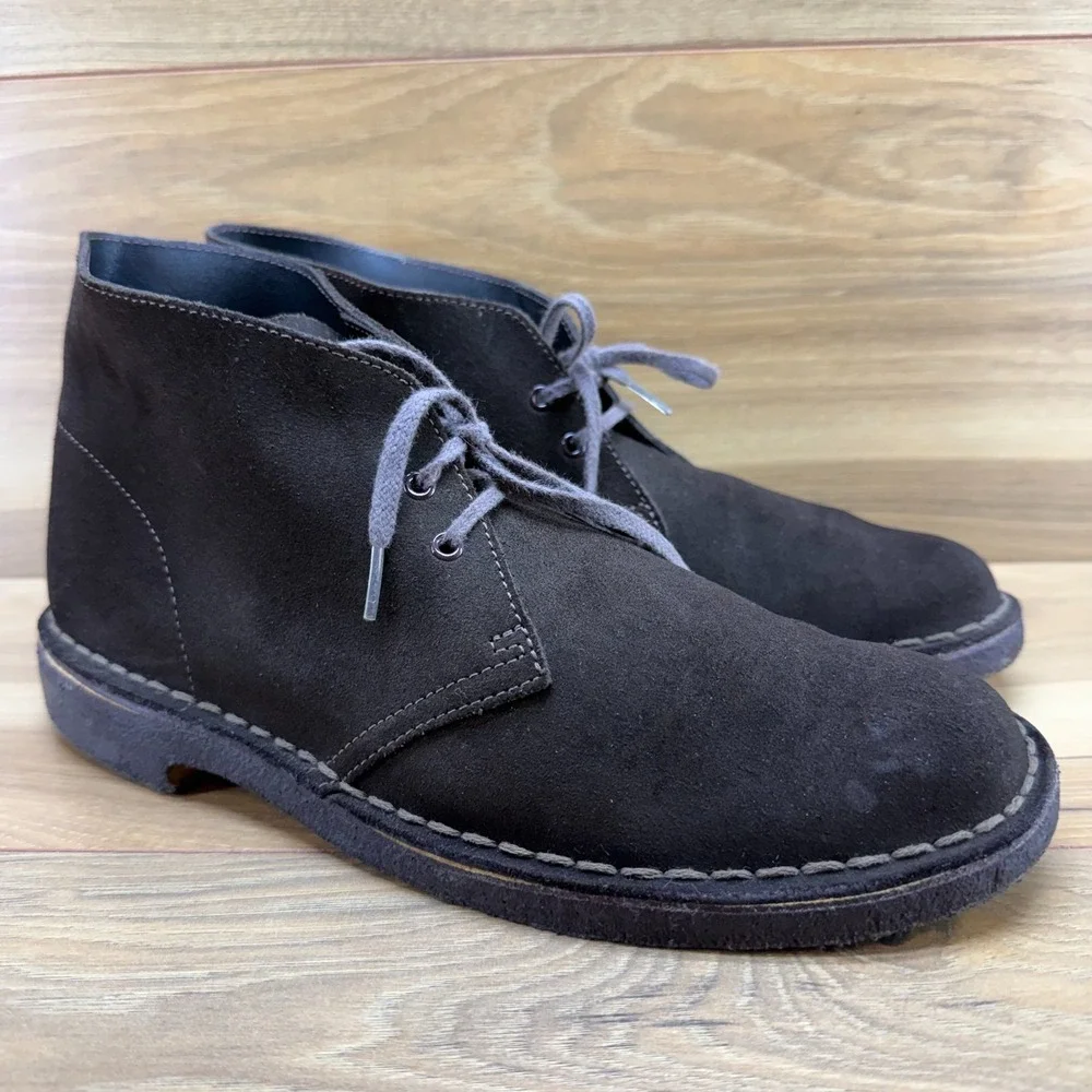 Clarks Originals Chukka Boot Mens 8.5 Dark Brown Suede Desert Minimalist Modern